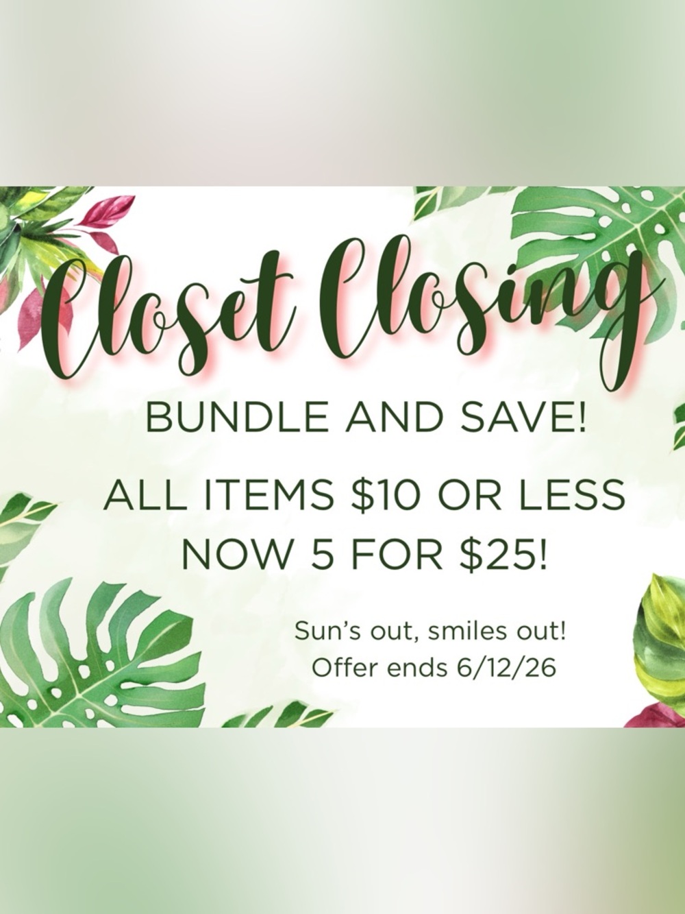 SALE 5 items for $25!! This week ONLY before closet Closes!